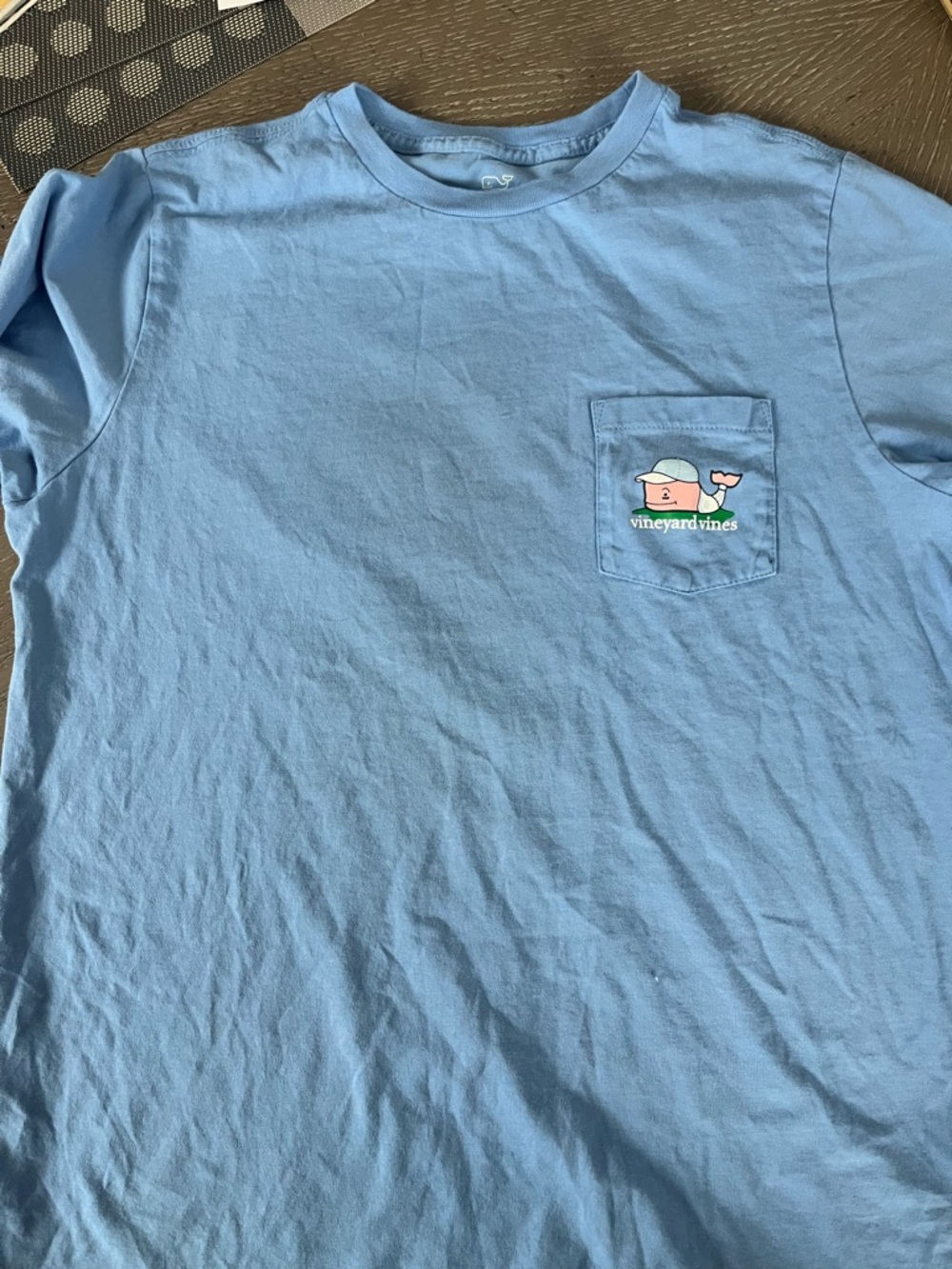Vineyard Vines Kids Blue Pocket Tee with Whale Graphic